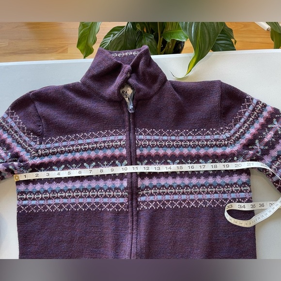Tiara size large zip front cardigan plum fair isle layer career work fall winter - Picture 12 of 16